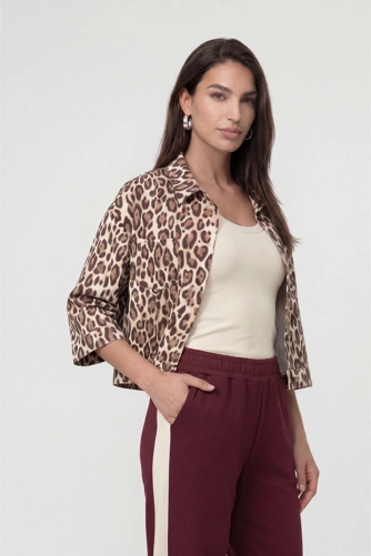 MONARI LEO & BORDEAUX dámská bunda leopard (1)
