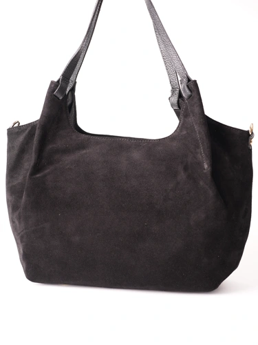 GROSSO BAG dámská kabela kožená semišová černá