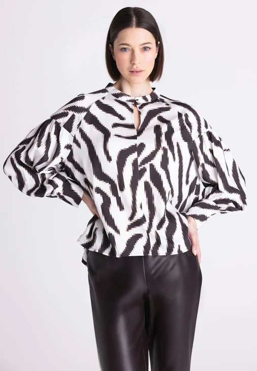 TUZZI CHOCOLATE dámská halenka abstraktní zebra