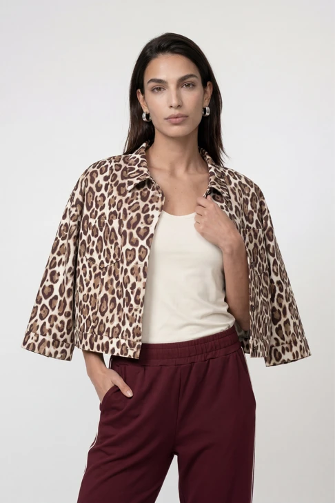 MONARI LEO & BORDEAUX dámská bunda leopard