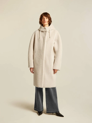 BEAUMONT dámský kožíšek off white dlouhý s kapucí oboustranný BEAUMONT dámský kožíšek off white dlouhý s kapucí oboustranný