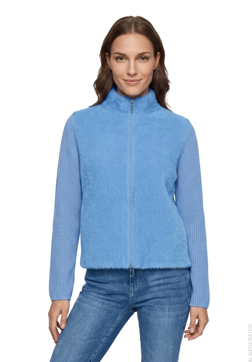 BETTY BARCLAY SO COSY dámský svetr modrý na zip
