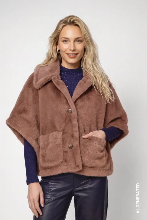 MONARI STUDIO BLUE dámská kožešinová pelerína Taupe