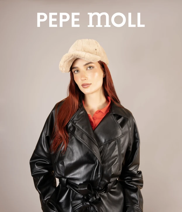 PEPE moll GORRO  dámská kožešinová kšiltovka béžová