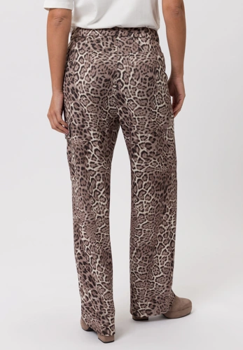 TUZZI RUNWAY dámské kalhoty hnědobéžové leopardí potisk (1)