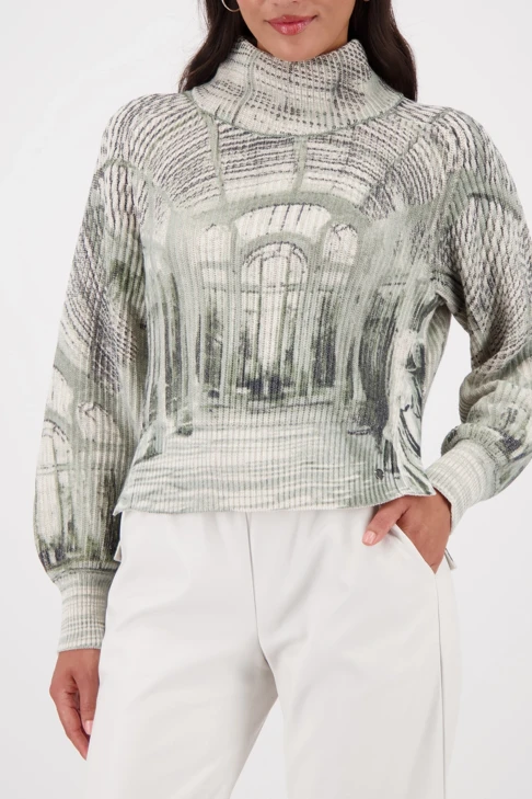 MONARI CITY STYLE dámský svetr khaki vzorovaný