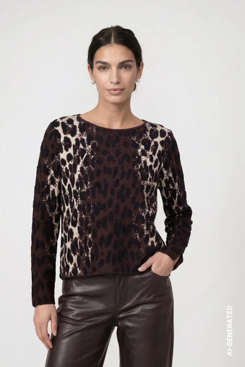 MONARI FASHION SHOW dámský svetr leopard