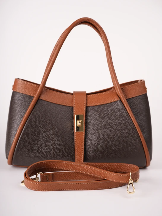 GROSSO BAG dámská kabela kožená hnědá
