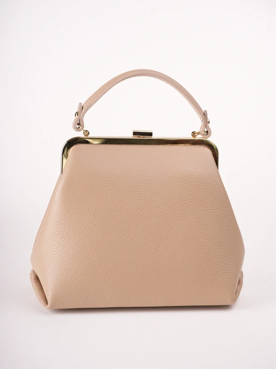 GROSSO BAG dámská kabela kožená tmavě béžová