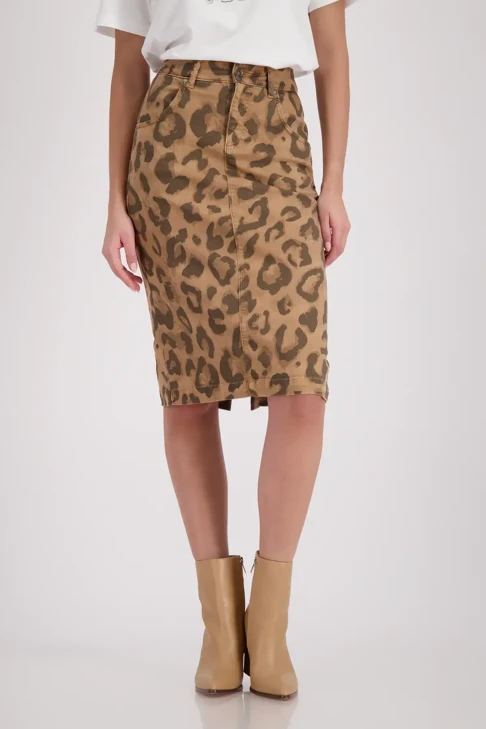 MONARI VIVA ITALIA dámská sukně hnědá s leopardím vzorem