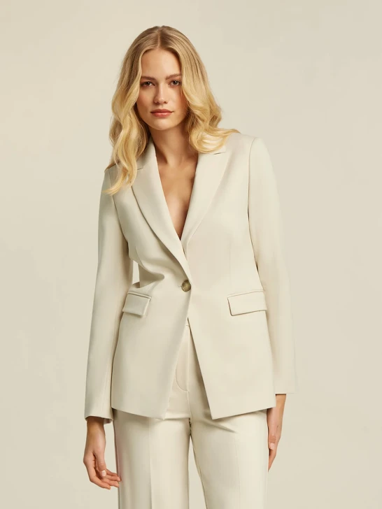 BEAUMONT kit lurex dámské sako stříbrné šedé